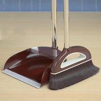 „Magic Broom“ ir plastikinių šiukšliadėžių rinkinys Valymo įrankiai Šlavimo valytuvas grindims Namų priedai Šlavimo dulkių šepetys Daugiafunkcis 2pcs ruda