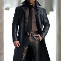 Nauji vyriški atvartelių spalvos vėjo striukė Slim Fit Odinis ilgas PU odinis paltas Vyriški COSPLAY drabužiai XL juoda