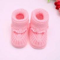Kūdikio nėrti megzti batai šilti žieminiai vilnos sniego bateliai lovelės batai batas 0-6m pink