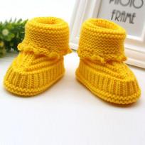 Kūdikio nėrti megzti batai šilti žieminiai vilnos sniego bateliai lovelės batai batas 0-6m yellow