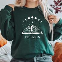 Velaris džemperis su gobtuvu „Nakties teismas“ „Erškėčių ir rožių teismas“ „Svajonių teismas“ megztinis „Acotar Velaris“ dovanų megztiniai M gray