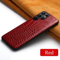 Natūralios odos telefono dėklas Samsung Galaxy S24 S23 Ultra S22 Plus S21 FE S 24 23 Note 20 A55 A53 A54 5G apsauginis galinis dangtelis For Galaxy S21 raudona