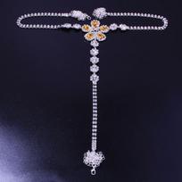 Elegantiški Stonefans kalnų krištolo kristalų stringai moterims, bikiniai, kelnaitės, blizgantys papuošalai, seksuali juosmens grandinėlė su karoliukais pilvui, sidabriniai apatiniai, kūno grandinėlė, dovana Silver Flower gray