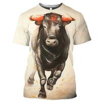 Vasaros Ispanijos Jaučių Imtynės 3D Spausdinti Marškinėliai Jaučio Streetwear Vyrams Moterims Mados Trumpomis Rankovėmis Marškinėliai Apvalia Kakleliu Vaikams T-shirt Viršutiniai Drabužiai 3XL beige
