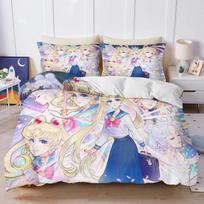 Anime S-Sailor & M-Moon patalynės komplektas, antklodės užvalkalas, miegamojo komplektas, dygsniuotas užvalkalas, pagalvės užvalkalas, King Queen Twin dydis, berniukams, mergaitėms, suaugusiems 70x133cm 2pcs gray