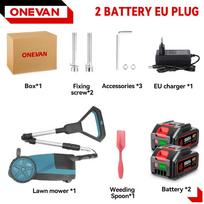 ONEVAN 5000W bešepetėlinis elektrinis vejapjovė 48000RPM belaidis žoliapjovė 3 aukščio reguliavimo sodo pjovimo įrankis 21V 18V baterijai 2Battery 1EU Plug
