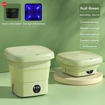 Folding Washing Machine Bucket for Clothes Socks Underwear Cleaning Washer Portable Small Travel Washing Machine EU/US/UK Plug UK žalia