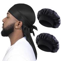 2/3 VNT./PARTIJA Vyrai Moterys Ilga Uodega Galvos Skara Galvos Apdangalas Kepuraitė Naktinė Kepurė Šilkinis Durag Pirato Kepurė Unisex Miego Bandana Turbanas Hidžabas One Size black