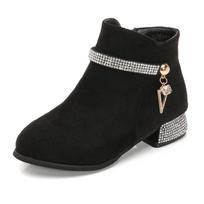 Mergaičių princesių batai Vaikams Mergaitėms Studentams Trumpi batai Motinai Vaikams Batai Mergaitei Platforminiai batai Aulinukai Žieminiai batai Mergaitei 31insole18.8cm juoda