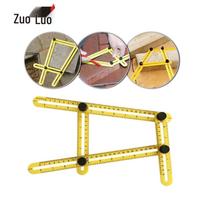 Daugiafunkcinis ABS plastiko 4 dalių daug kampų matavimo liniuotė All Plastic/Silk Screen (Yellow) beige