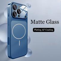 Originalus stiklinis nano matinis dėklas iPhone 17 Air 16 15 14 13 Pro Max 17Pro, magnetinis, skirtas Magsafe belaidžiam įkrovimui, šarvuotas Funda iPhone 15 tamsiai mėlyna