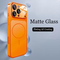 Originalus stiklinis nano matinis dėklas iPhone 17 Air 16 15 14 13 Pro Max 17Pro, magnetinis, skirtas Magsafe belaidžiam įkrovimui, šarvuotas Funda iPhone17 oranžinė