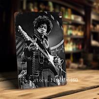 jimi hendrix Metalinės plokštės ir ženklai sienų dekoras Vintažiniai skardos ženklai Kapitono metalinis plakatas Dekoracija barui, pub'ui, klubui Sienų dekoracija 20x30cm（7.8x11.8inch） black