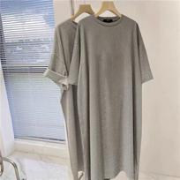 Grynos medvilnės laisva suknelė moteriška vasarinė ilga tinginio marškinėlio suknelė nauja kelių ilgio suknelė atsitiktinė ilga suknelė 4XL gray
