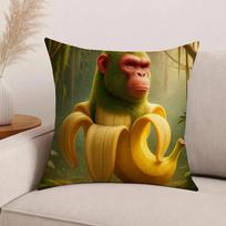 Juokinga Chimpanzini Bananini wow wow wow Pagalvės užvalkalas Biuro pagalvės Tinka sofai, automobiliui, miegamajam Dekoratyvinis pagalvės užvalkalas 40cm x 40cm black