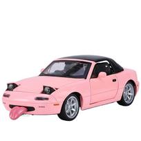 1/32 Mazda MX5 MX-5 Superautomobilio lydinio liejimo žaislinio automobilio modelis Su garsu ir šviesa Atitraukiamas žaislas Kolekcionuojami daiktai Gimtadienio dovana rožinė