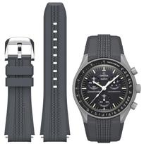 20 mm silikoninis dirželis Omega x Swatch Speedmaster Moonswatch, be tarpo, keičiamas, su lenktu galu, skirtas Omega X Swatch laikrodžiui\[[ 20mm pilka spalva