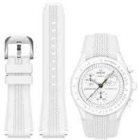 20 mm silikoninis dirželis Omega x Swatch Speedmaster Moonswatch, be tarpo, keičiamas, su lenktu galu, skirtas Omega X Swatch laikrodžiui\[[ 20mm balta