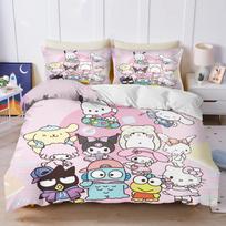 Sanrio My Melody Kuromi Pochacco Anime Antklodės užvalkalų rinkinys Comforte Spausdintas Animacinis Dvigulė Lova Patalynės Rinkiniai Kalėdinės Dovanos 3 dalys AU Single(140*210cm)3pcs