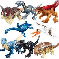 Juros periodo Dinozaurų konstravimo kaladėlių rinkinys, Pasaulio parkas 3 modelis, Baltasis T Indominus Rex Dino pabėgimas, Mosasaurus Velociraptor gyvūnas, blue