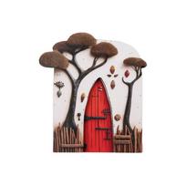 Wooden Fairy Gnome Door Figurines Handmade Micro Landscape Windows Door Miniature Craft Elf Door Art Statues Garden Decoration white
