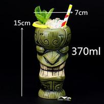 1 vnt. 450 ml Havajų Tiki puodeliai Kokteilių taurė Alaus gėrimų puodelis Vyno puodelis Keramikiniai Ku.Ku.Kauioo puodeliai Baro reikmenys 200-700ml brown