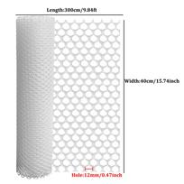 Plastikinis vielos tinklo tvora, 40cm x 300cm - Plastikinis vištidės tinklas šunims, triušiams ir naminiams paukščiams - Balkono tinklas gyvūnams(Skylė 3mm-12mm) White Hole 12mm gray