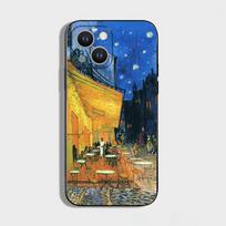 V-Van Gogh Žvaigždėtas saulėgrąžų dėklas telefonui iPhone 16,15,14,13,12,11 Plus,Pro Max,XS,X,XR,SE,Mini,8,7,Minkštas silikoninis juodas dangtelis iPhone12mini black
