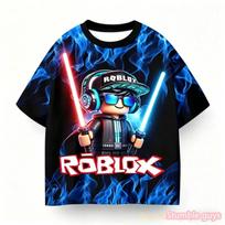 Anime Vasaros Berniukai Roblox Spausdinami Marškinėliai Madingas Žaidimo Personažų Dizainas Laisvalaikio Vaikams Mergaitėms Trumpomis Rankovėmis Animacinis Vaikų Marškinėlis 100 blue