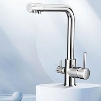 3-in-1 varinis vandens filtras maišytuvas: Dvigubo naudojimo šalto/karšto vandens tiesioginio gėrimo kriauklės maišytuvas Without Hot/Cold Water Pipe white