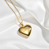 Romantic Heart Locket Pendant for Women Stainless Steel Photo Frame Openable Necklace Heart Chain Necklaces Charm Jewelry Gift white