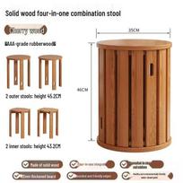 Kraunamas tvirto medžio taburetė su ratukais – Šeši viename dizainas patogiam laikymui ir naudojimui namuose Solid Wood - Four-in-One brown