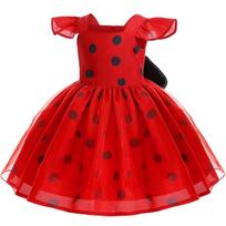Nauja ladybug taškuota suknelė cosplayerio princesės suknelė mergaitei su skraidančiomis rankovėmis taškuotas Helovino kostiumas Vaidmenų žaidimo suknelė ypatingoms progoms 80 red