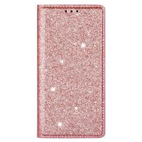 Blizgus odinis dėklas Samsung Galaxy S25 S26 S24 S23 FE S22 S21 Ultra Plus + A37 A57 A07 A17 A06 A16 A36 A56 A26 Atverčiamas dangtelis Galaxy S22 rožinė