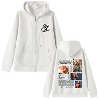 Dainininkės Sabrina Carpenter Muzikinio Albumo Viršelis Užtrauktuku Gobtuvėlis Vyrams Moterims Striukė Unisex Mada Pop Muzikos Gobtuvėliai Paltai L white