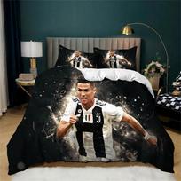 Cri-stiano Ronaldo 3 Piece Soft Breathable Quilt Cover Duvet Cover Set for Kids Teen Lightweight Bedding Set with Pillow Shams 135x200cm gray