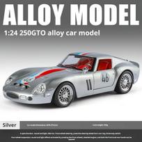 2026 Naujas 1:24 Ferrari 250 GTO Metalinis modelis Atitraukiamas ir šviečiantis bei garsinis Vaikams Berniukams Kolekcijai Dekoravimui Dovanos sidabras
