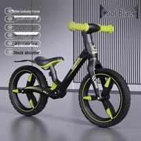 Amortizuojantis balansinis dviratukas vaikams nuo 2 iki 8 metų, be pedalų, dviratė riedlentė 14-inch šalta juoda spalva