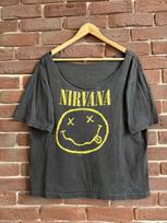 Vintažiniai 1992 m. Nirvana šypsenos veido marškinėliai grunge grupė 90-tieji Cobain Unisex T-shirt L brown