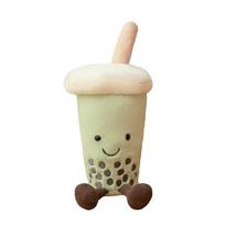 Matcha Burbuliukų Boba Arbata Rožinis Latte Pliušinis Gėrimas Įdarytas Besišypsantis Veidas Pliušinis Žaisliukas Namų Puošyba Dovana beige