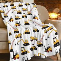 Statybinio Sunkvežimio Antklodė Vaikams Berniukams Animacinis Ekskavatorius Pliušinė Mesti Antklodė Švelni Flanelinė Traktoriaus Antklodės Lovai Sofai Sofa (as the picture,70x100cm-XS) black
