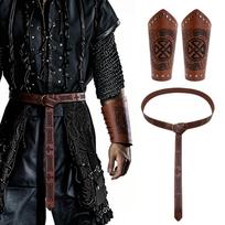 Renesanso Kostiumas Vikingų Kostiumo Aksesuarų Rinkinys Viduramžių Pirato Odinis Diržas Apyrankės Cosplay Helovino Kostiumai black