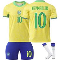 Paaugliai Vaikai Suaugusieji Futbolo Marškinėliai Sportiniai Treniruočių Marškinėlių Rinkinys Su Kojinėmis 24/25 Brazilija Namų #10 Neymar JR 26