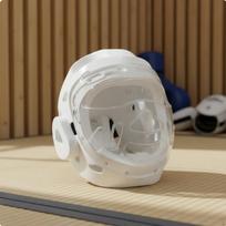 Taekwondo šalmas su veido apsauga Storas ausų apsaugas Kovos menai Atsparus smūgiams White S white