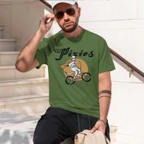 Pixies 2026 new fashion heavyweight hot selling retro printed pattern fun round neck Tshirt for daily comfort M beige