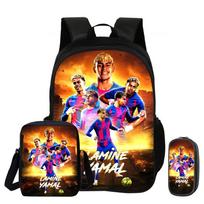 3 vnt. rinkinys Kuprinė Pečių krepšys Pieštukinės Knygų krepšys vaikiška Mochila Sportinė mokyklinė kuprinė Vaikų dovana L-Lamin Yamal Futbolo žvaigždė Rucksack