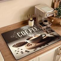 Coffee Machine Mat-Non-Slip Washable Diatomite Drying Mat, Suitable for Countertops and Kitchens, Absorbent Drainage Mat 20*30cm brown