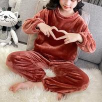 Children's Boys And Girls  Home Wear And Pajamas Long-sleeved Tops And Trousers Sets 160 raudona