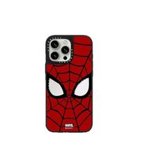 Spider-Man Phone Case for iPhone 15 Pro Max Full-Body Protection Shockproof Metal Frame Leather Texture Cool iPhone17promax raudona