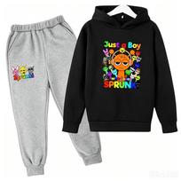 Sprunki vaikiški drabužiai Hoodies+kelnės Amžius 2-12 Berniukas Mergaitė Incredibox Anime figūrėlės Megztinis Pavasaris Ruduo Megztinis vaikams Rinkiniai 130 tamsiai mėlyna spalva